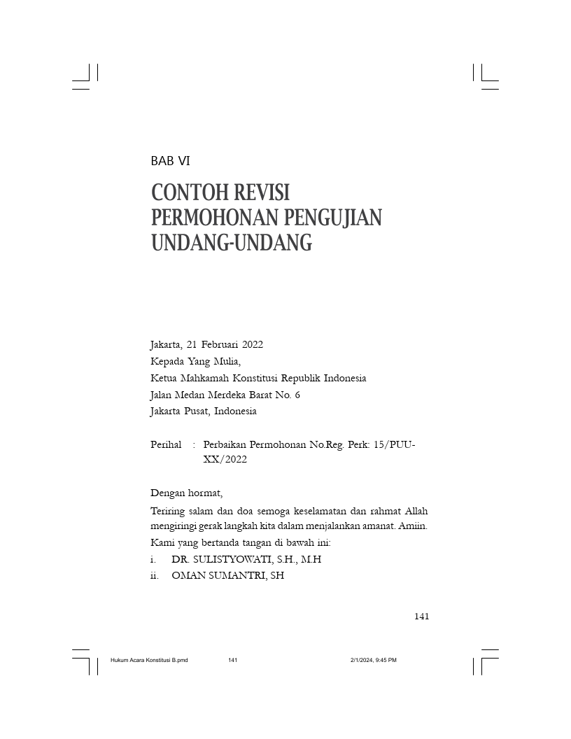 Hukum Acara Mahkamah Konstitusi dalam Bentuk Peraturan Mahkamah Konstitusi: Solusi Atau Problematika?